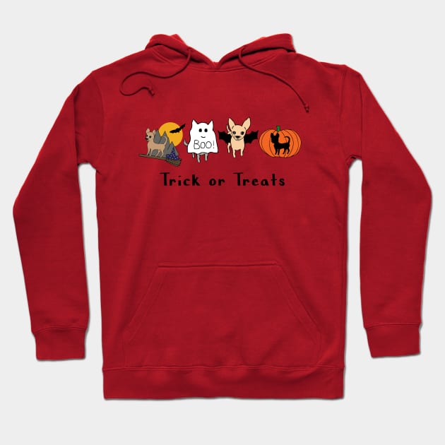 Red Halloween Chis - Smooth Coat Chihuahuas - Halloween Chihuahua Tee Hoodie by bettyretro